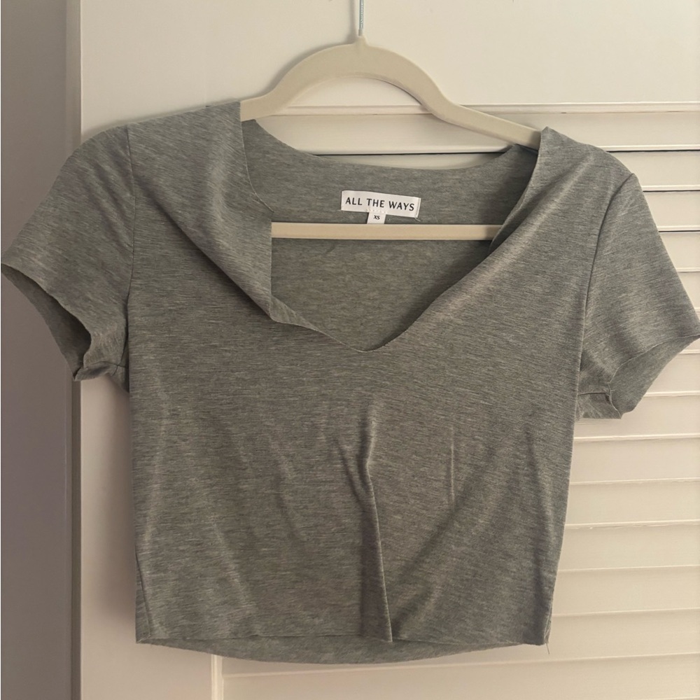 All The Ways Gray Scoop Neck Crop Top